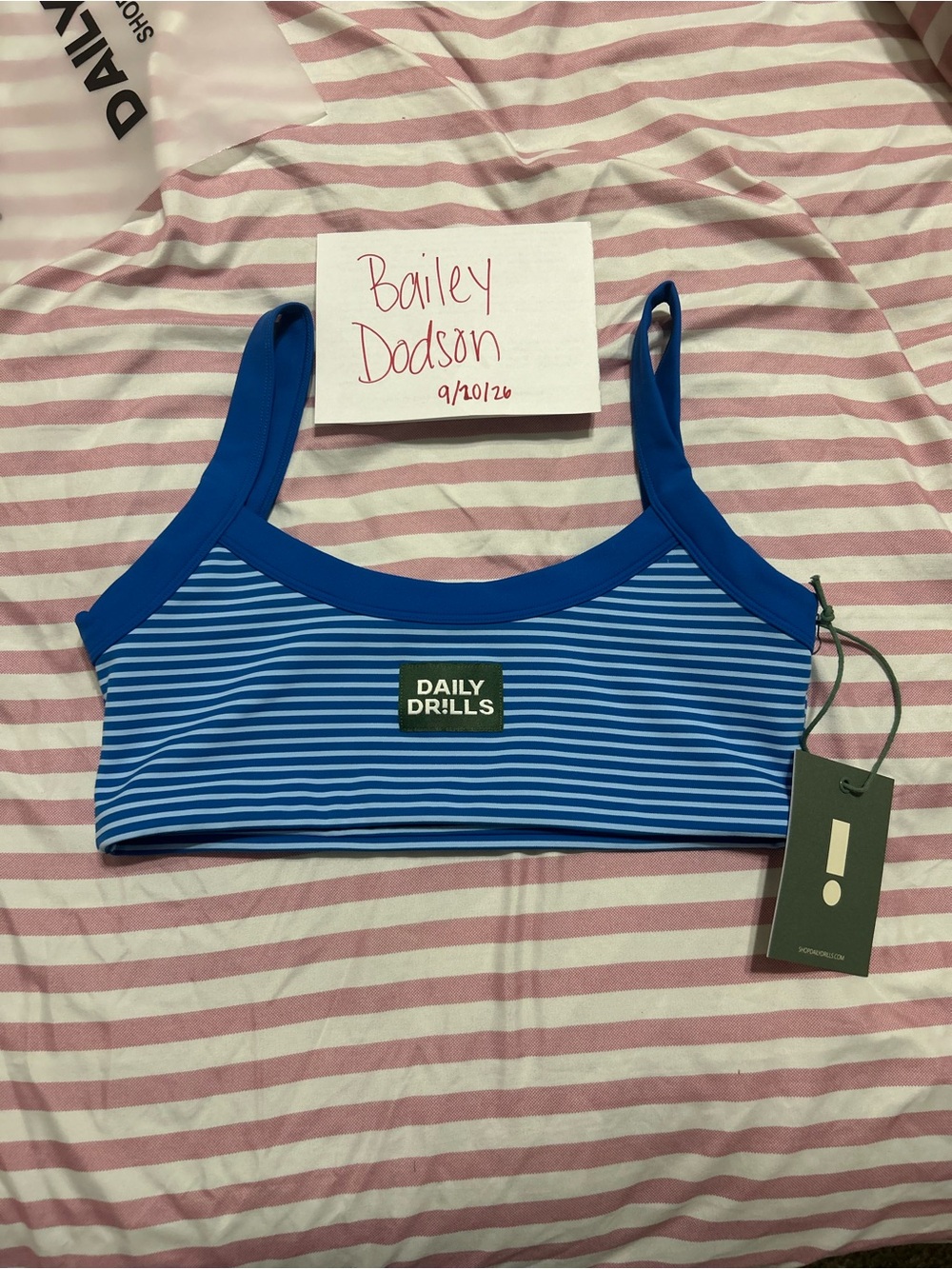 daily drills cobalt striped play bra